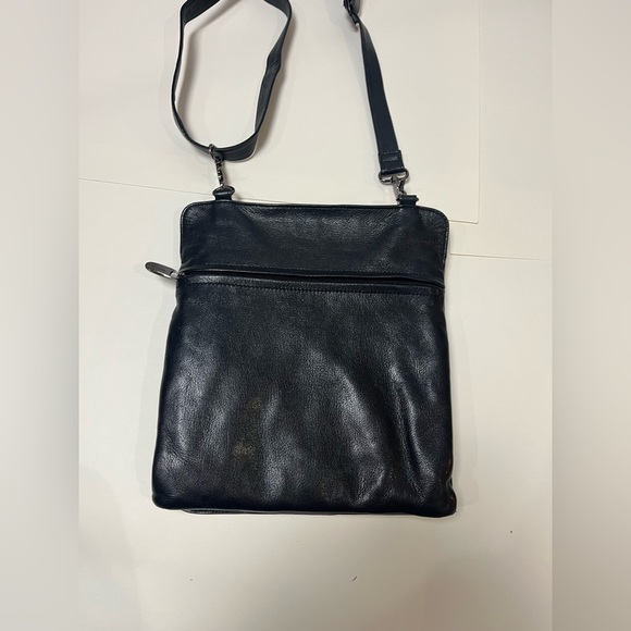 Silver Rose Black Leather Crossbody Bag Women’s or Men’s 90s Style - Picture 6 of 14